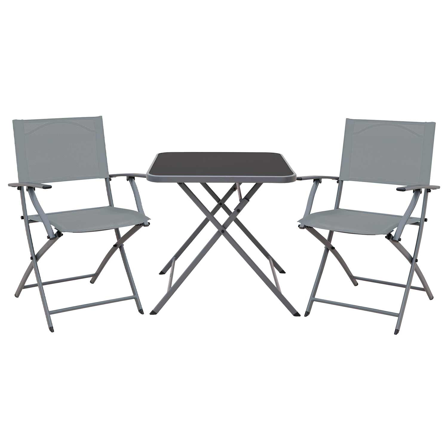 Conjunto de Jardín Plegable Mesa Cuadrada y 2 Sillas con Brazos Amber O91 Conjuntos para Terrazas 1